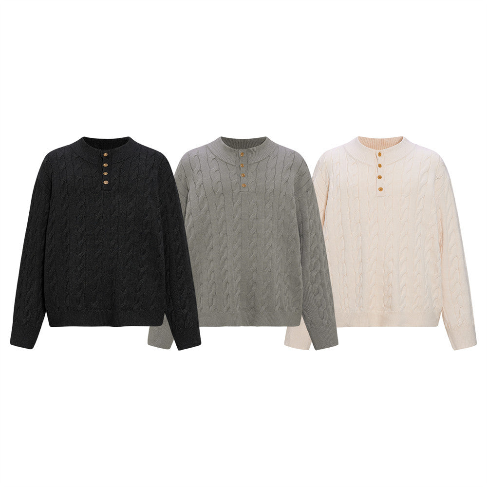 Hooded sweater solid color loose fit