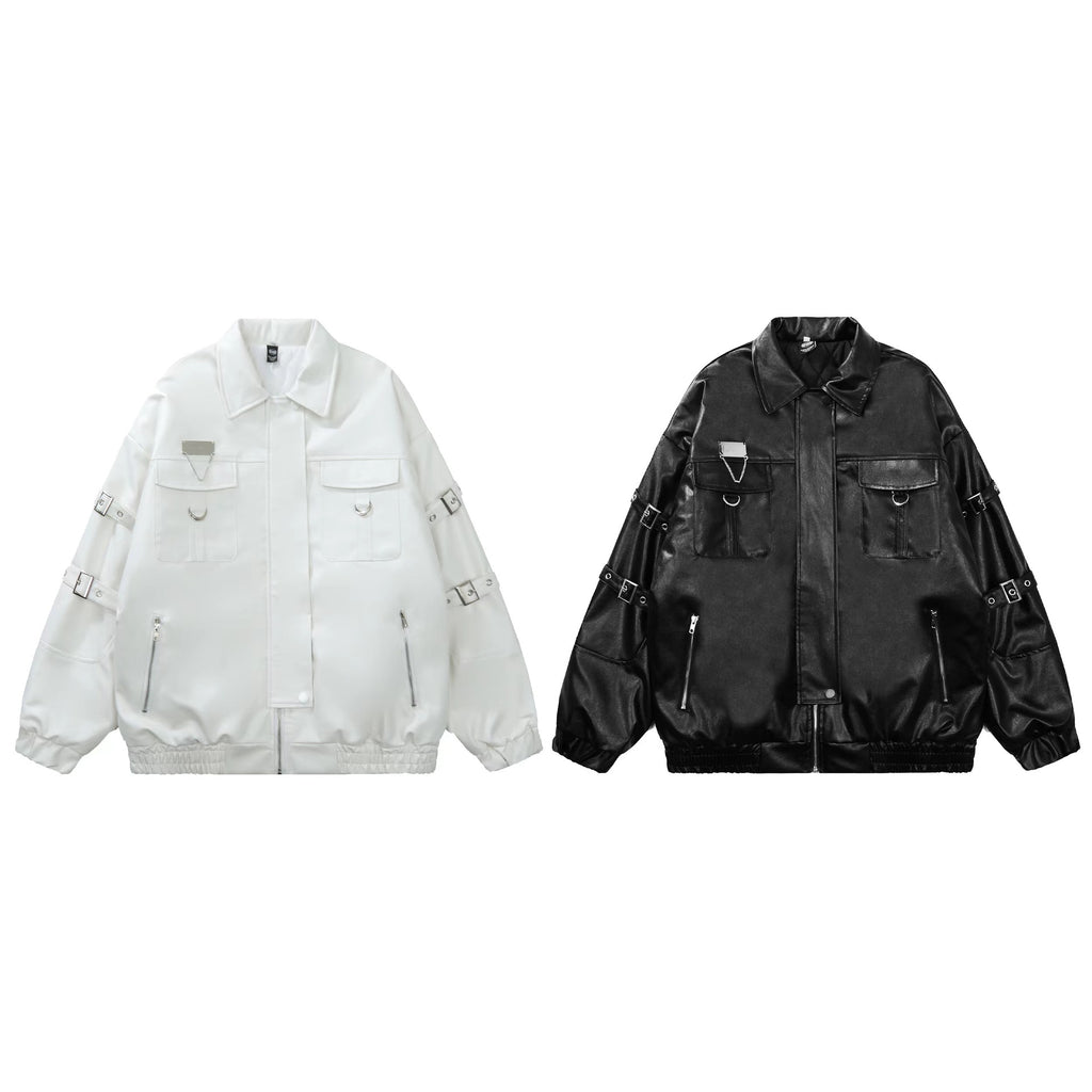 PU leather jacket loose jacket