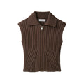 Half zip thread sleeveless knitted sweater vest for women