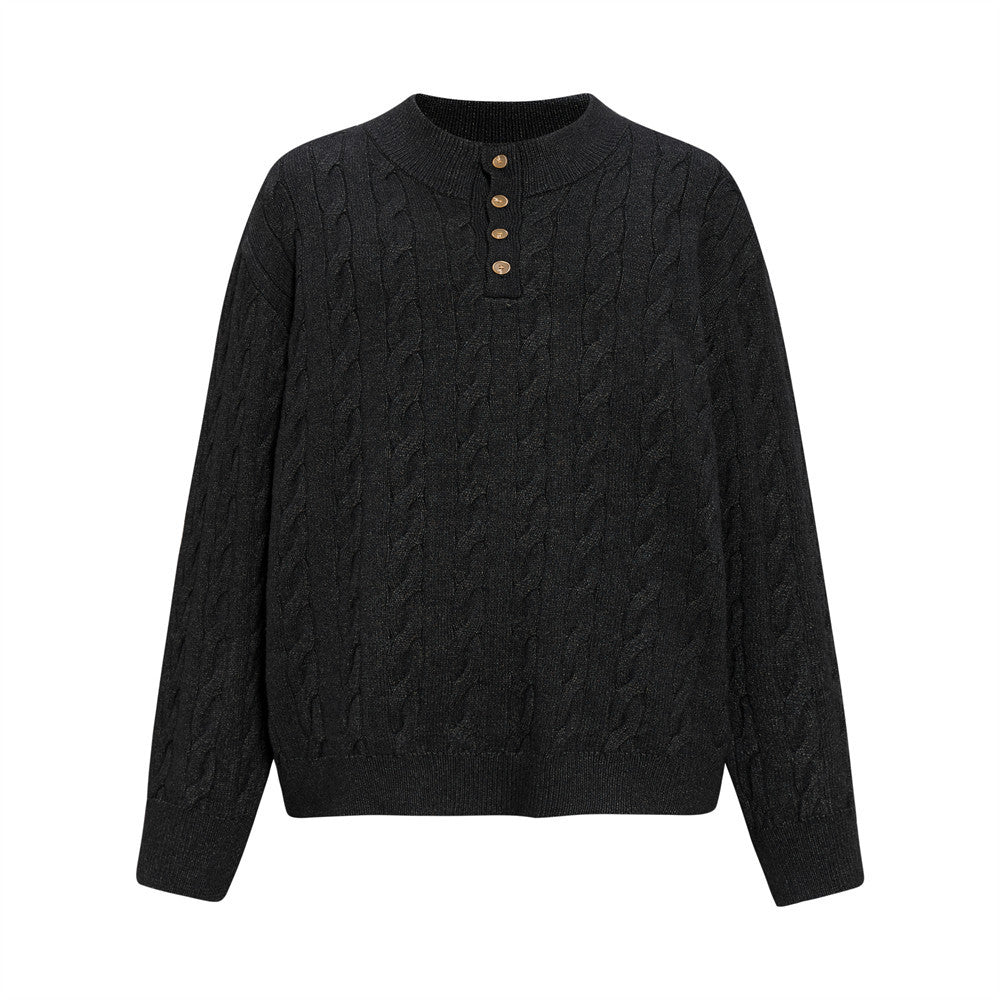 Hooded sweater solid color loose fit
