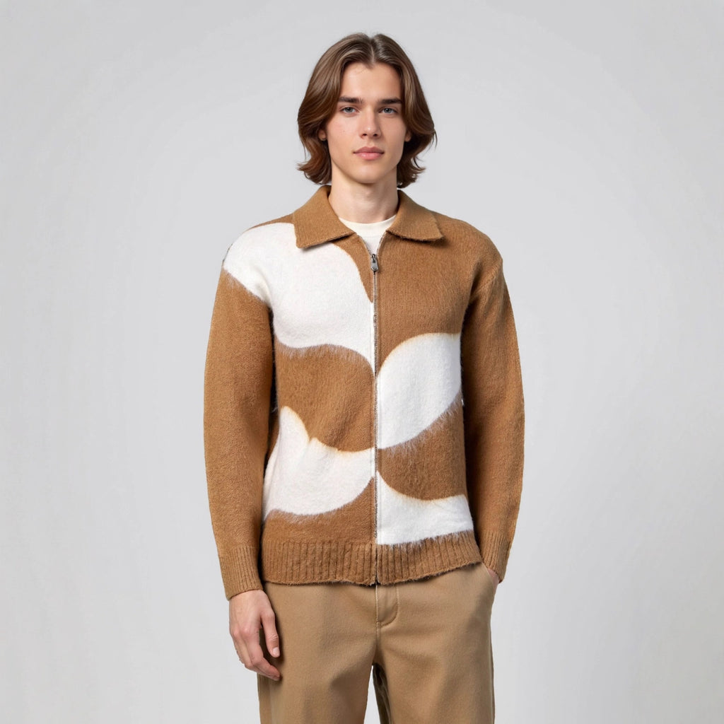 Color blocked zipper sweater