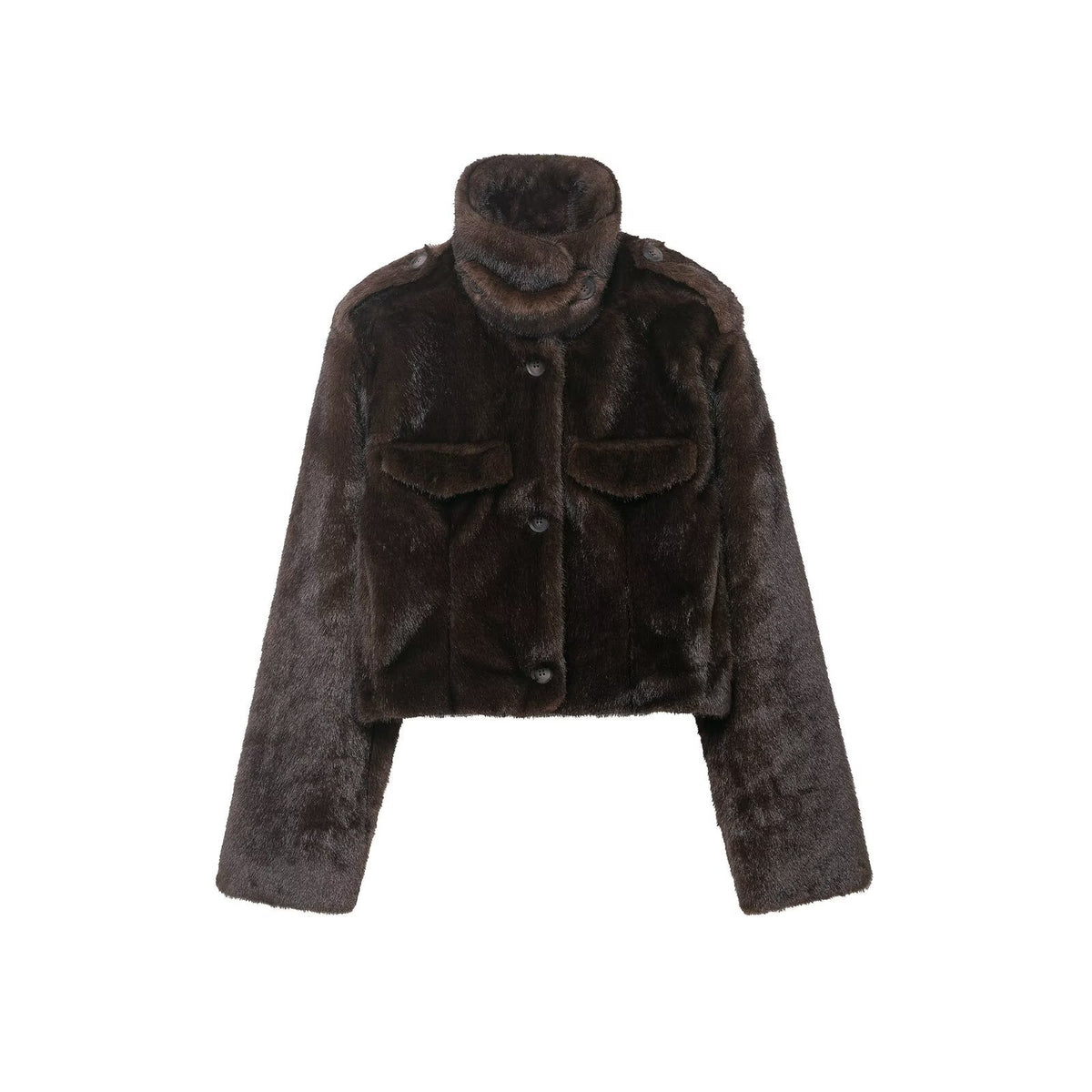 Artificial fur effect short jacket jacket