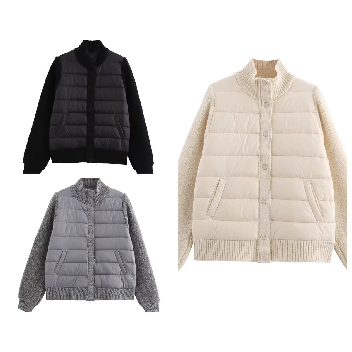 Knitted patchwork cotton jacket