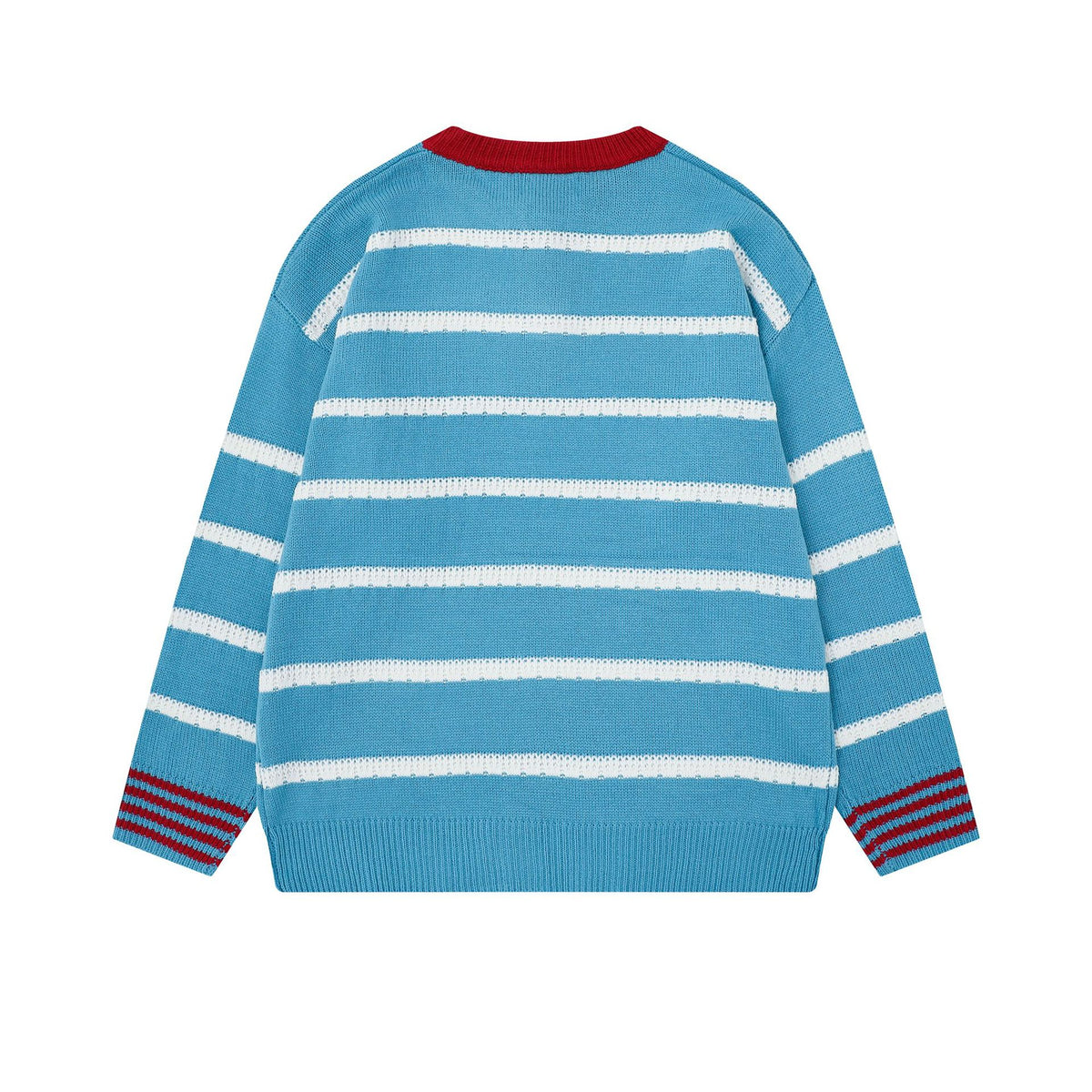 Striped collar tied sweater