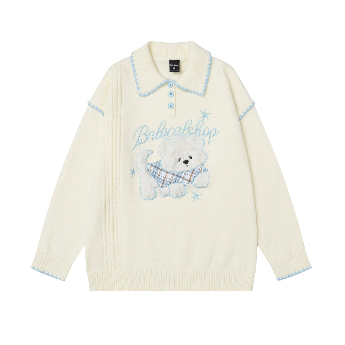 Plush puppy design sweater