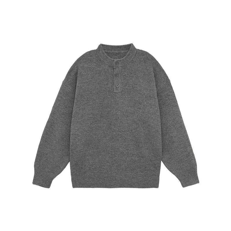 Casual Solid Color Long Sleeve V-Neck Men's Knit Sweater