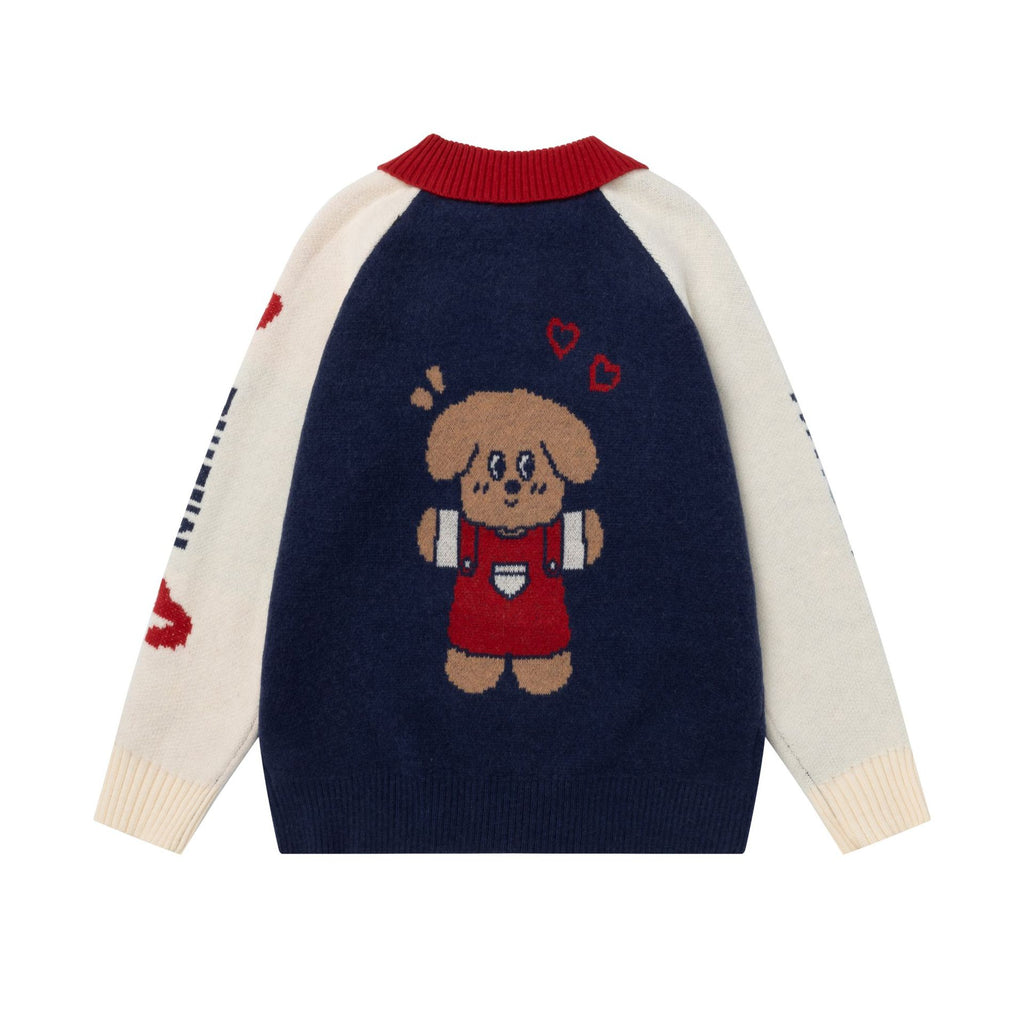 Puppy portrait jacquard sweater