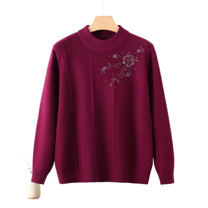 Round neck long sleeved sweater