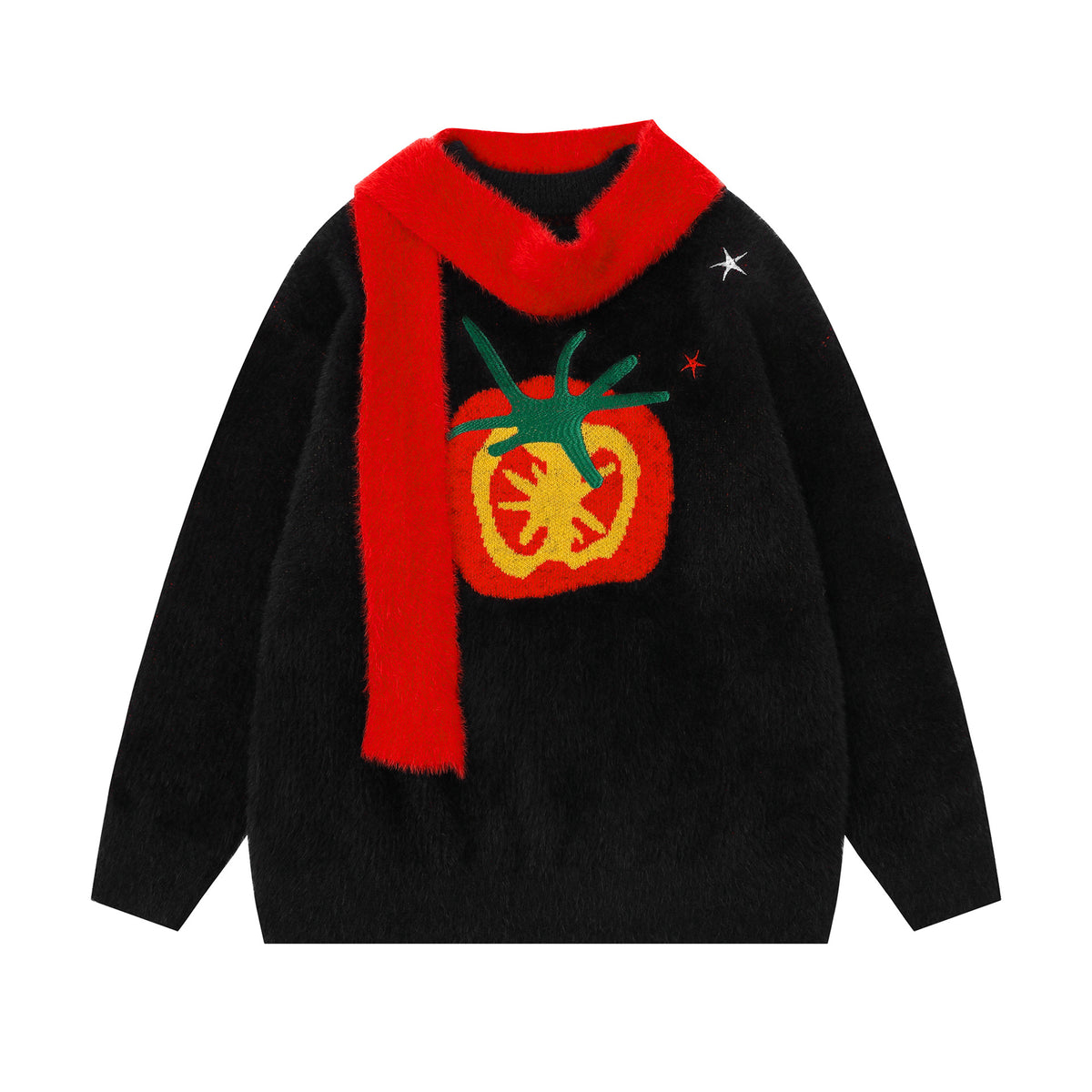 Tomato patterned jacquard sweater