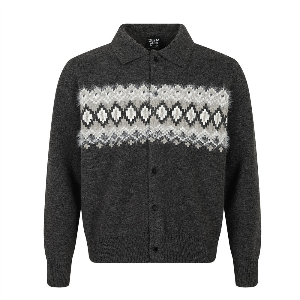 Diamond grid contrasting jacquard sweater