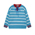 Striped collar tied sweater