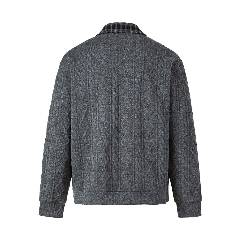 Wool Blend Faux Two-Piece Plaid Notched Collar Pullover Knitwear