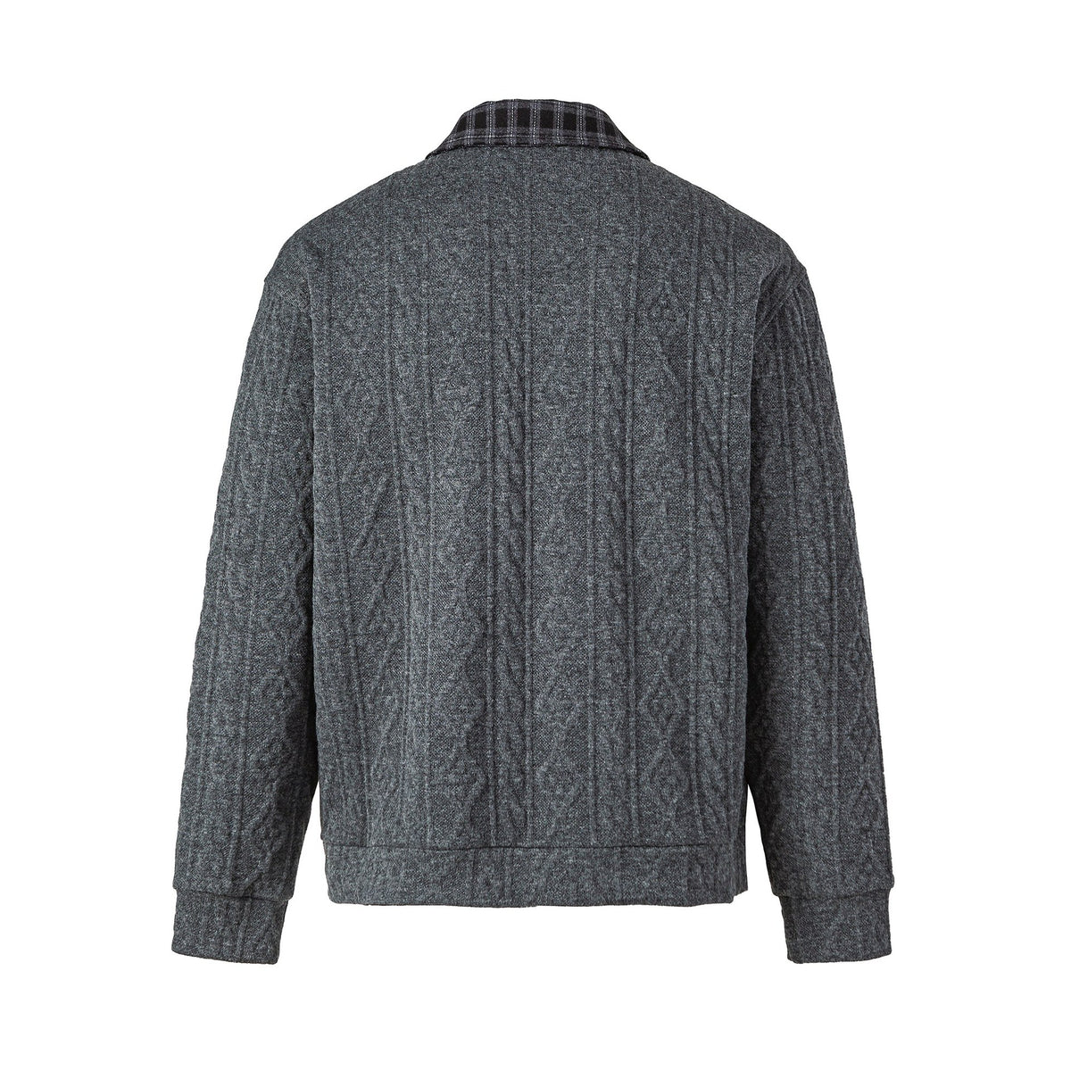 Wool Blend Faux Two-Piece Plaid Notched Collar Pullover Knitwear