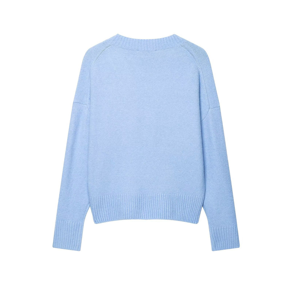 Soft touch V-neck knitted sweater for women