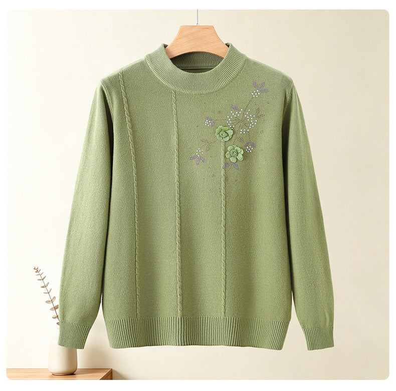Round neck long sleeved sweater