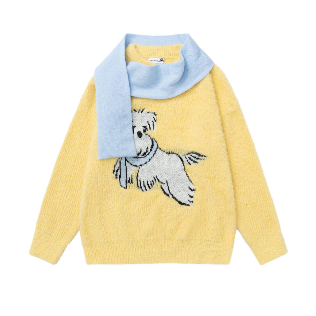 Cartoon Dog Scarf Sweater