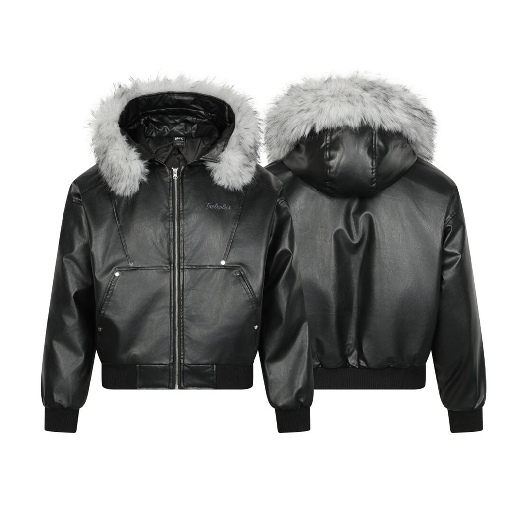 Leather jacket jacket with cotton clip
