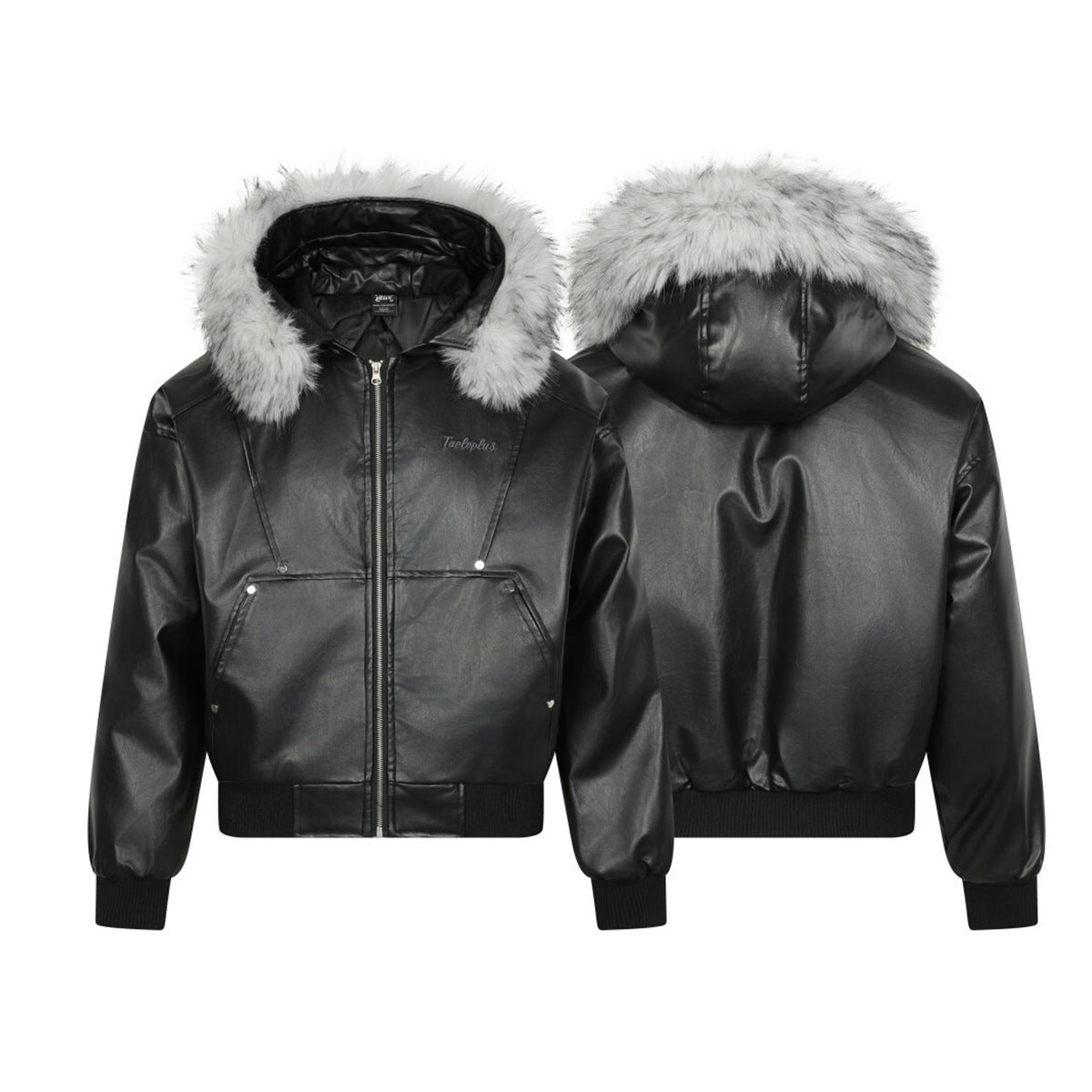 Leather jacket jacket with cotton clip