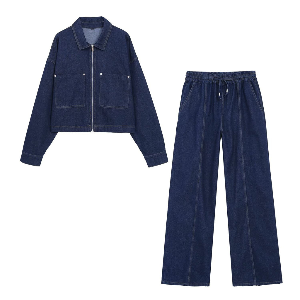 Short zipper jacket and pants