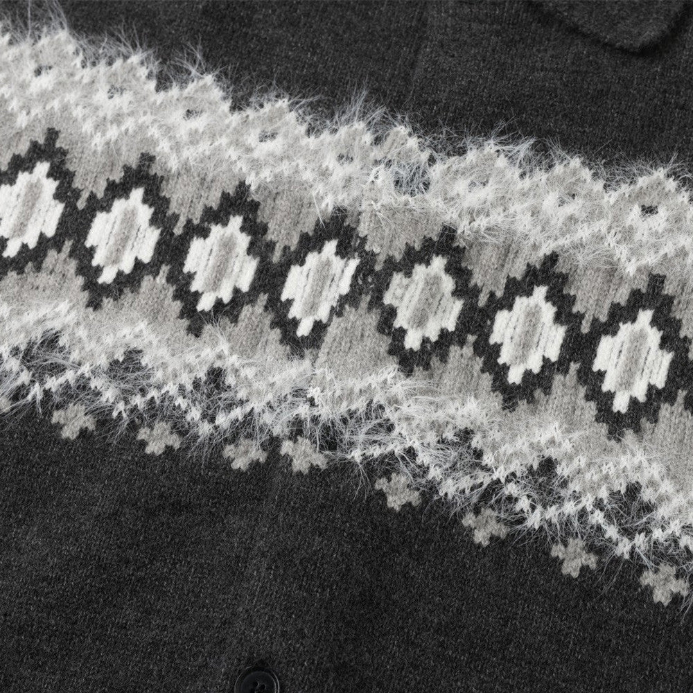 Diamond grid contrasting jacquard sweater