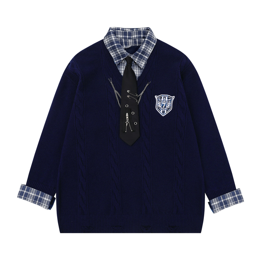 Collar patch embroidery design sweater