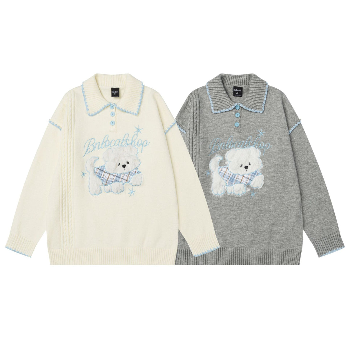 Plush puppy design sweater