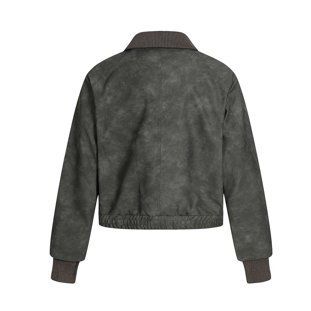 Retro structure niche PU leather jacket motorcycle jacket short jacket