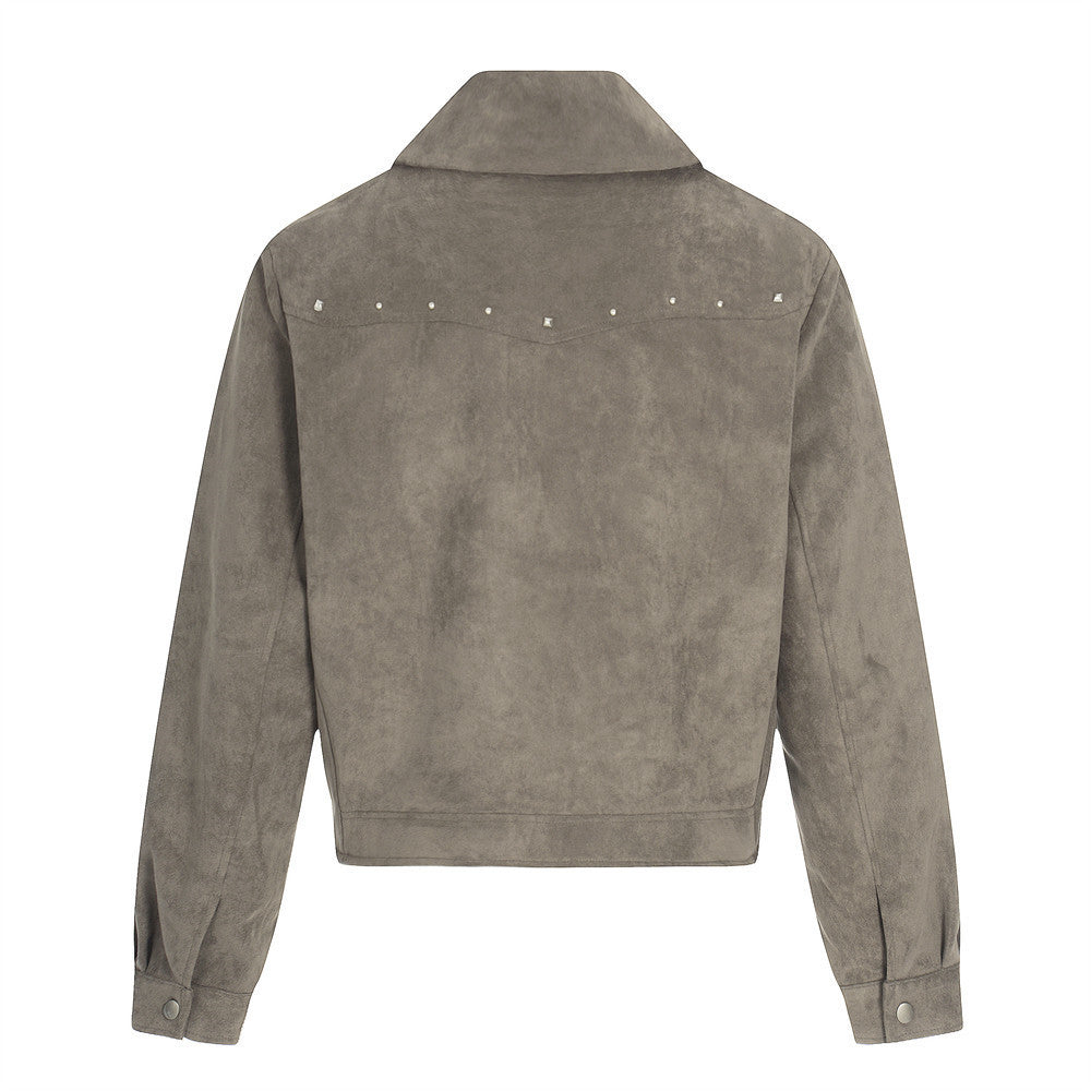 Slant zipper lapel jacket