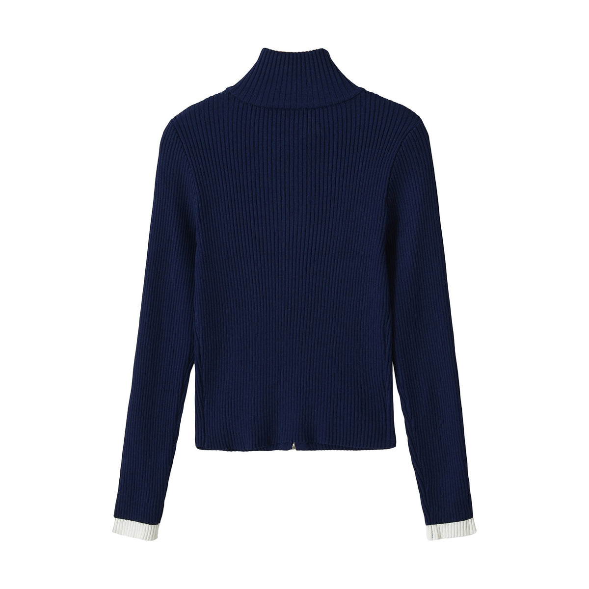 Long sleeved stand up collar zipper sweater