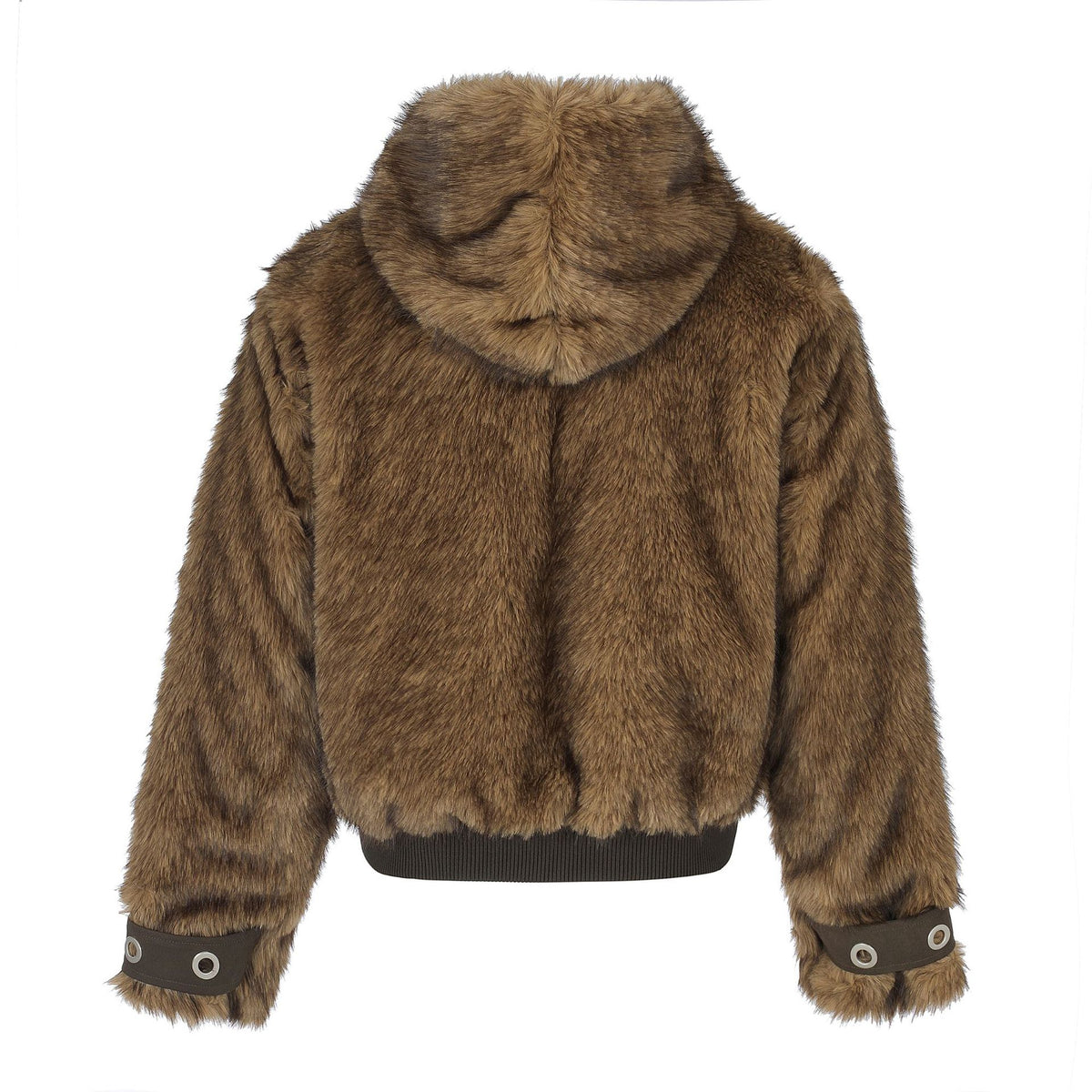 Furry Hooded Double Zipper Cropped Coat