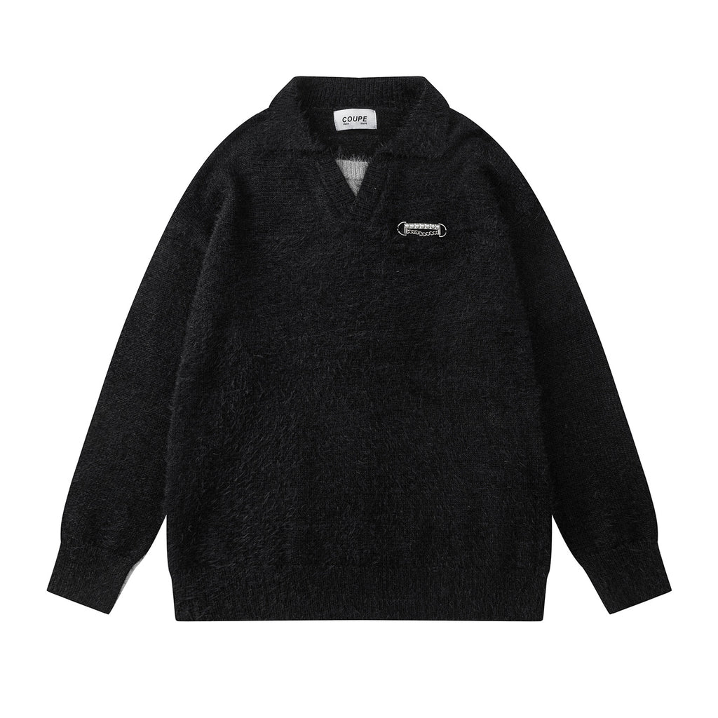 Simple collar design sweater