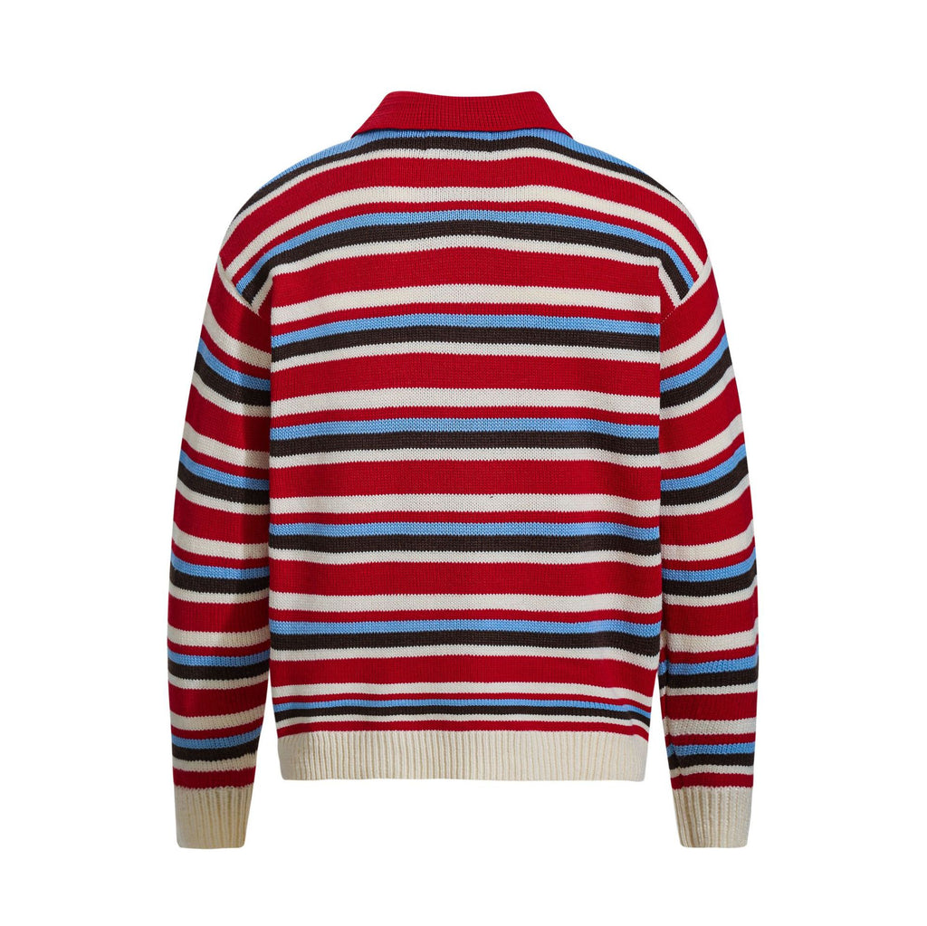 Contrast striped lapel sweater