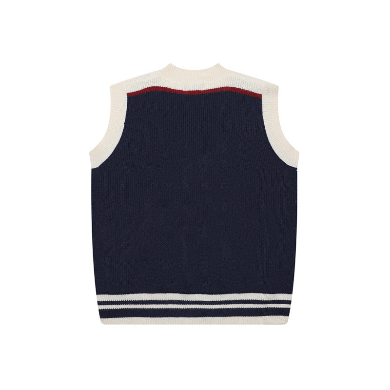 V-neck minimalist letter sweater