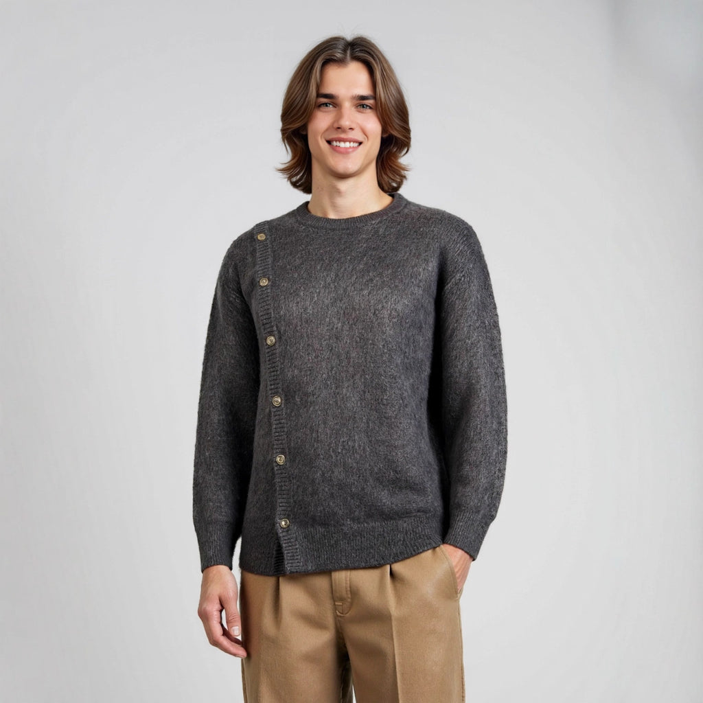 Round neck long sleeved loose sweater