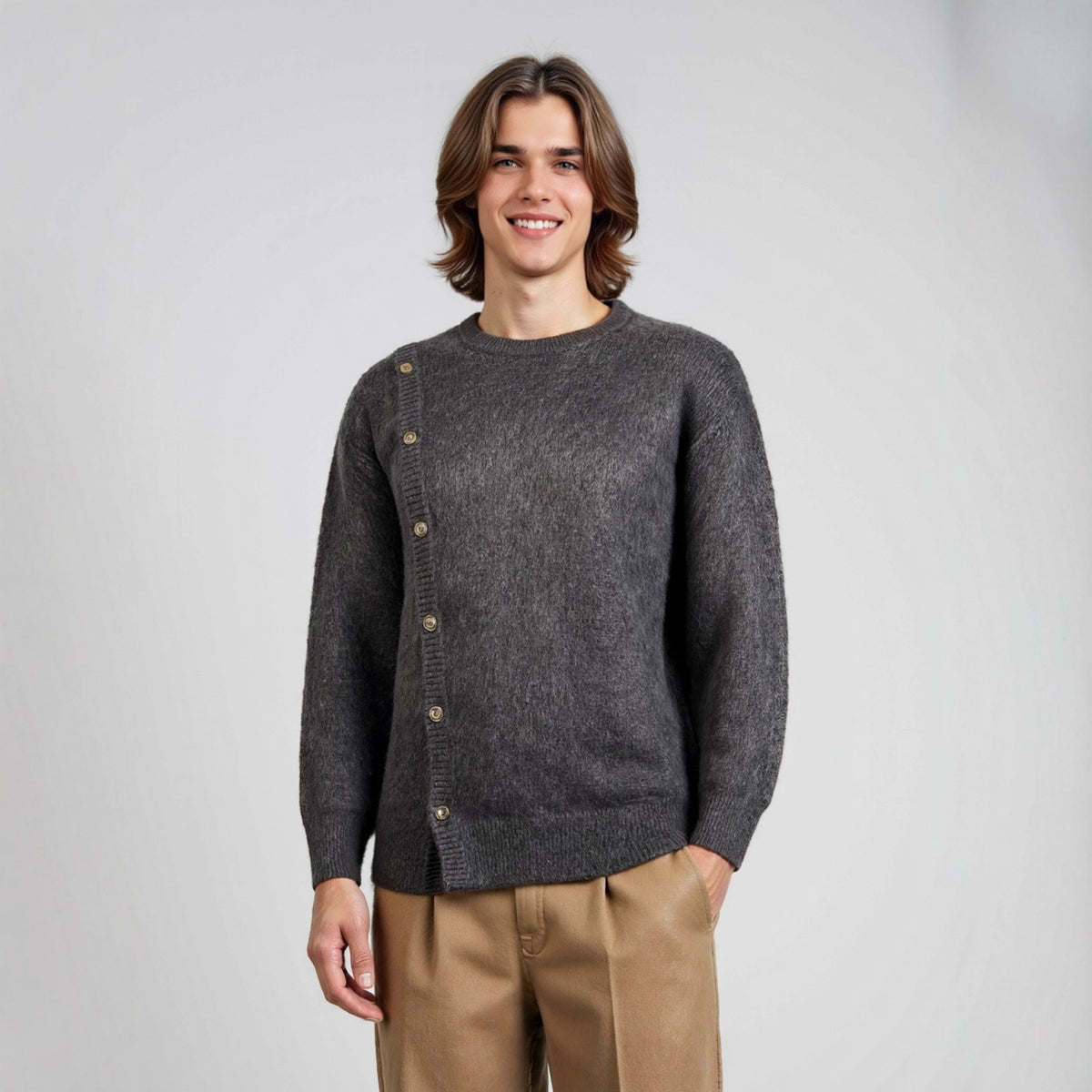 Round neck long sleeved loose sweater