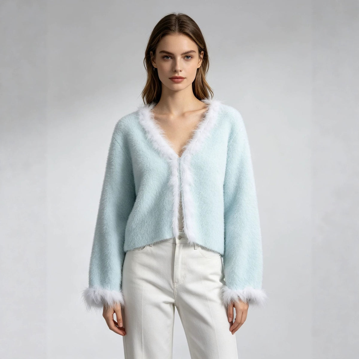 Long sleeved cardigan sweater for women