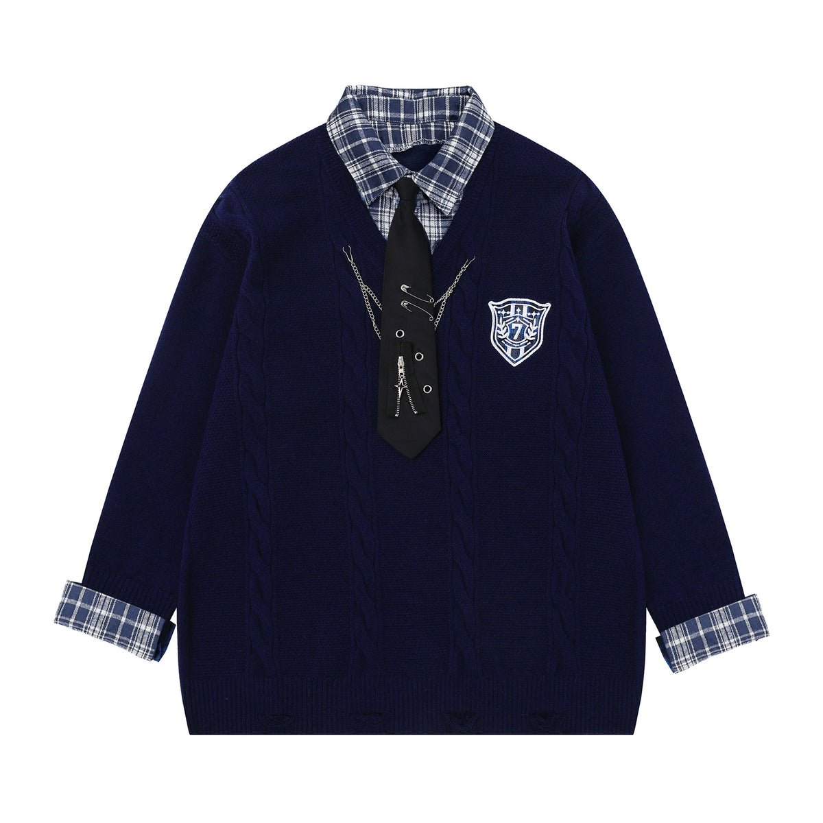Collar patch embroidery design sweater