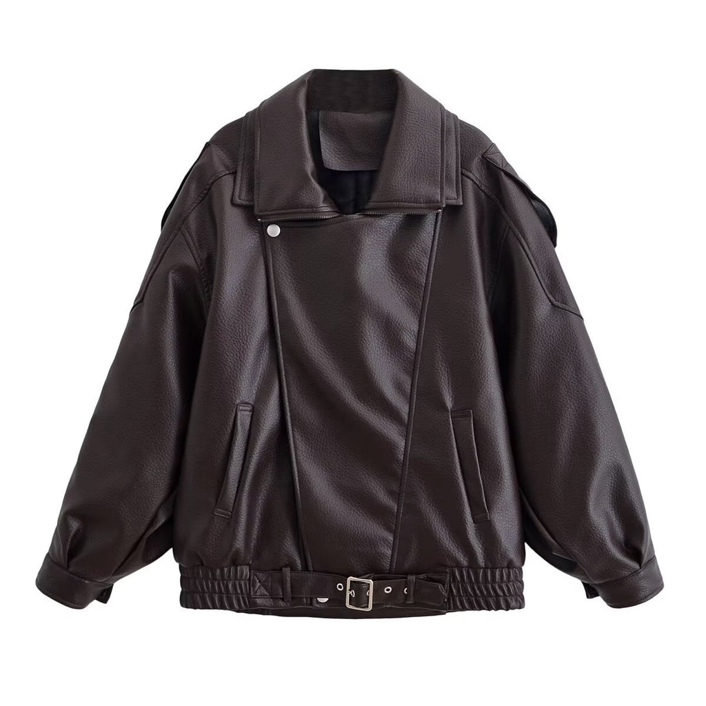 Lychee patterned imitation leather jacket cotton jacket
