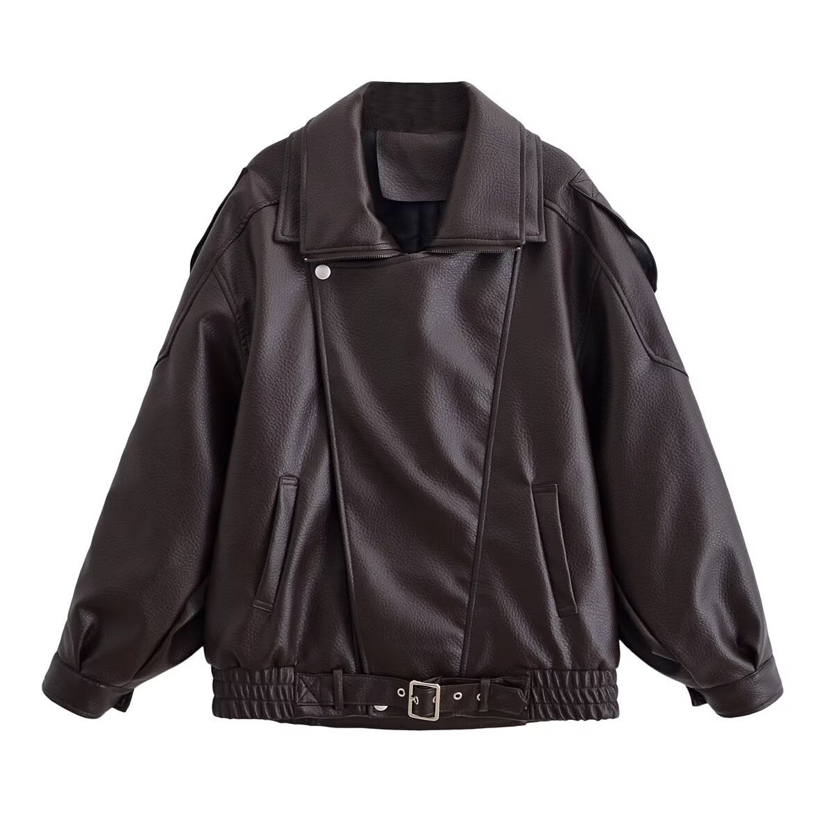 Lychee patterned imitation leather jacket cotton jacket