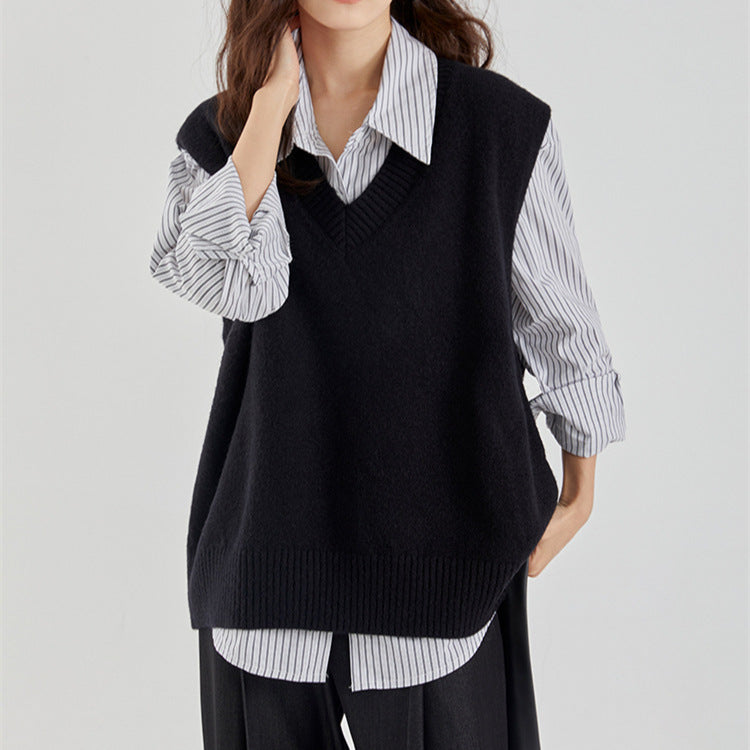 Chic Chanel-Style Knit Vest Jacket for Women, Sleeveless Cropped Sweater Vest