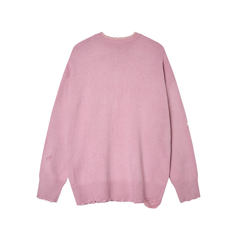 Vertical letter tassel sweater