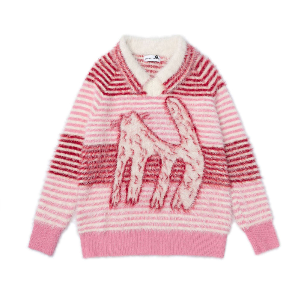 V-neck jacquard sweater