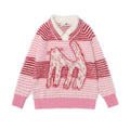 V-neck jacquard sweater
