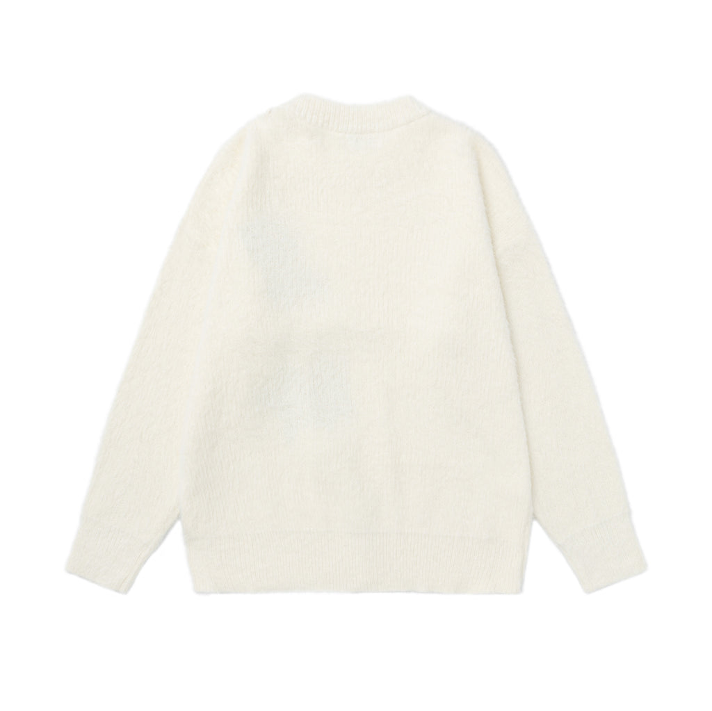Cartoon teddy bear embroidered sweater