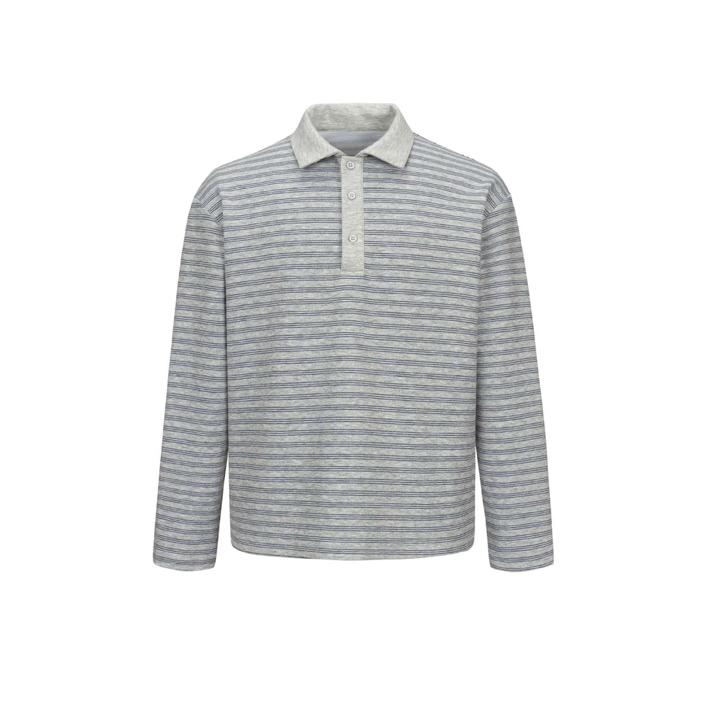 Button-Down Turn-Down Collar Long Sleeve Regular Fit Men's Casual Basic Vintage Polo Shirt
