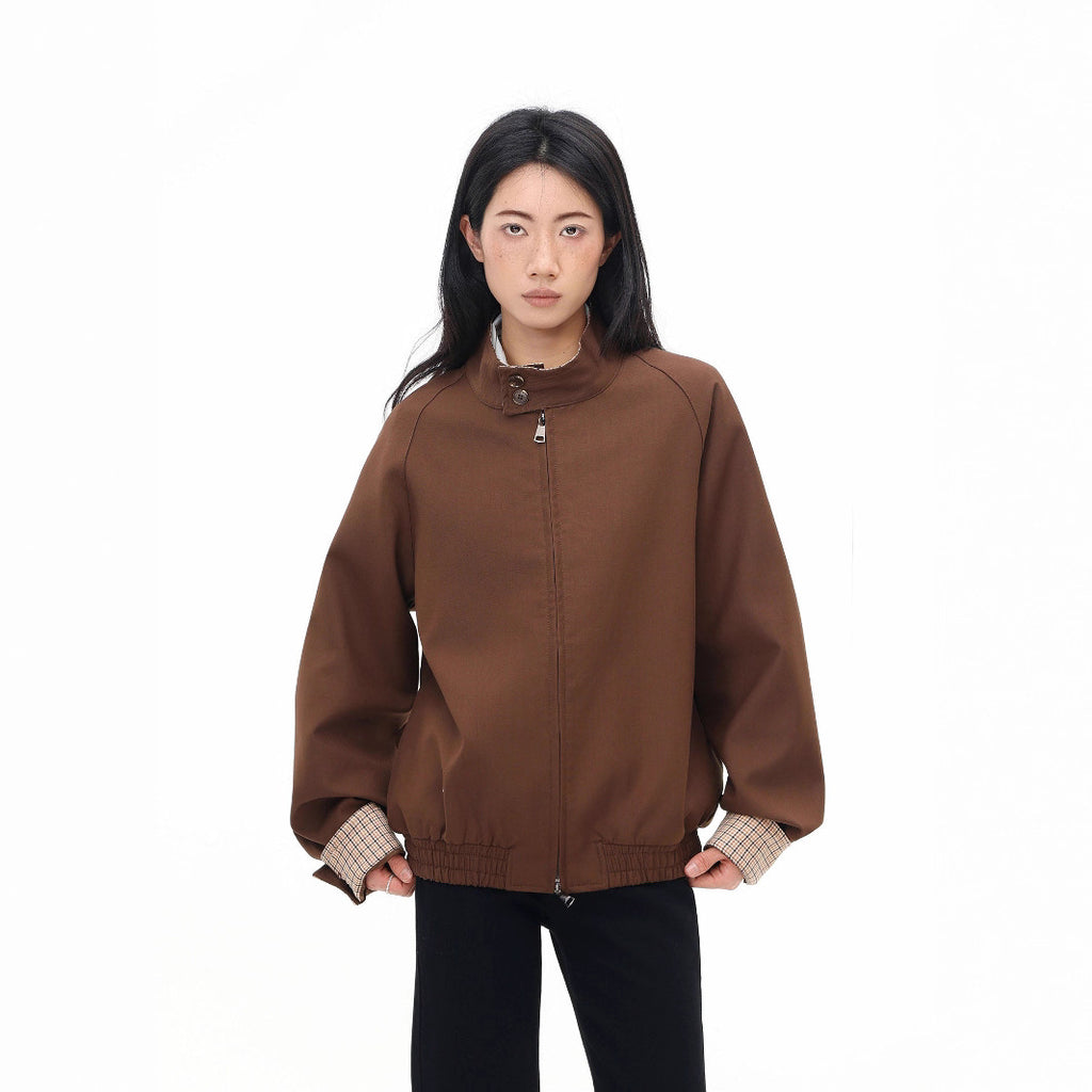 Stand collar workwear jacket loose casual jacket
