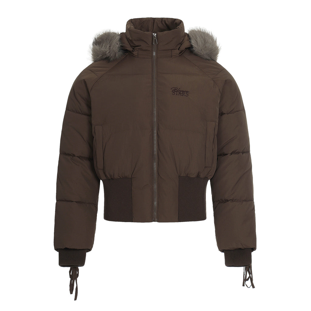 Wool collar jacket short cotton jacket