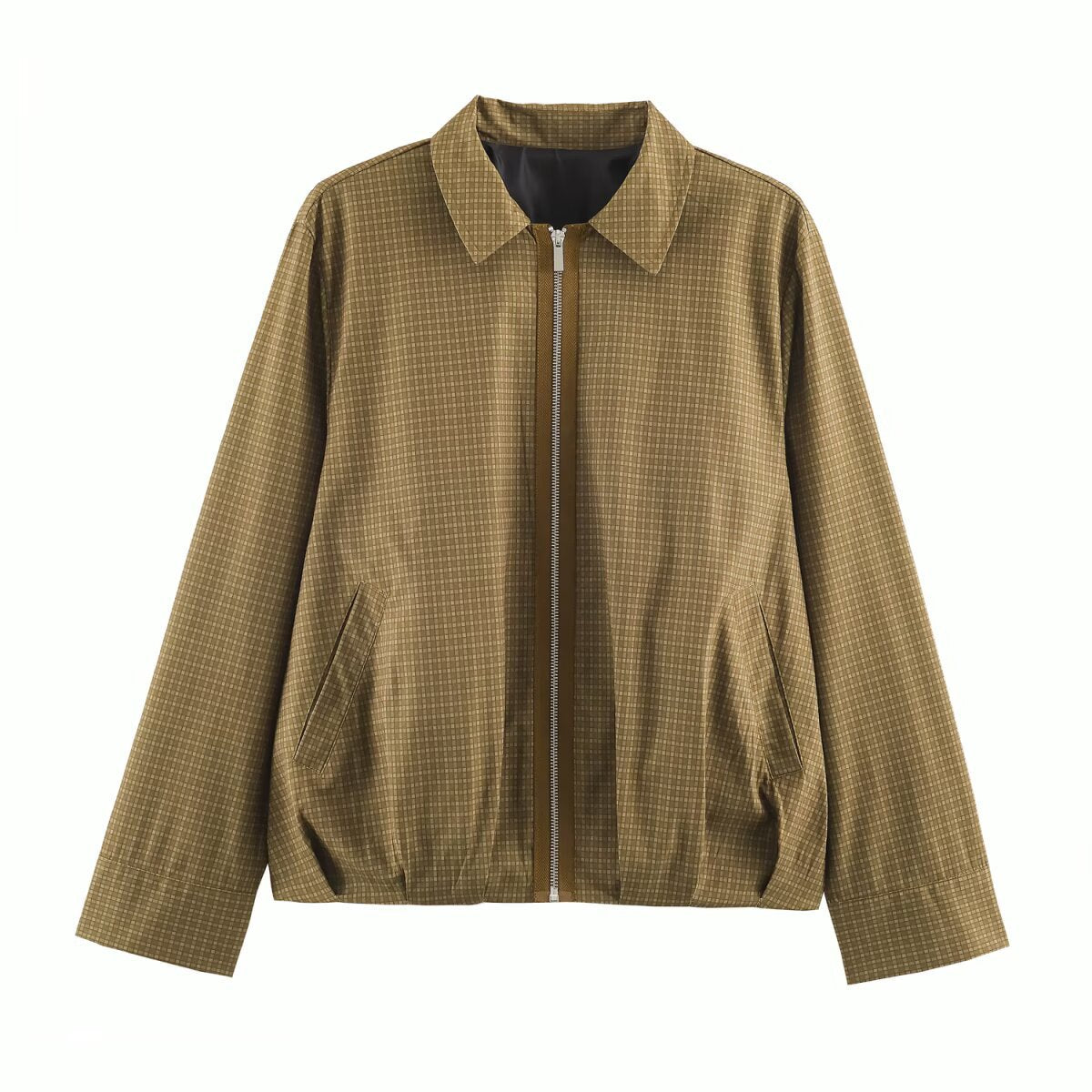 Flip collar puffy hem pilot jacket