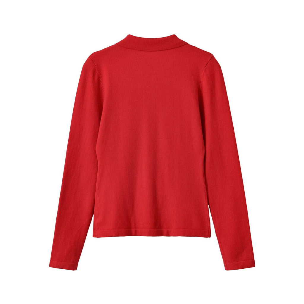 Versatile casual simple breasted lapel knit sweater for women