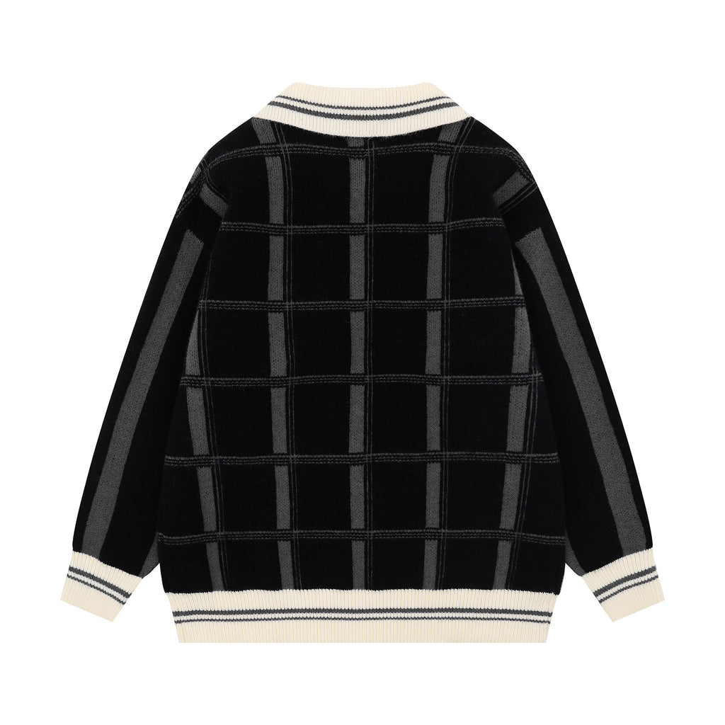 Color blocked lapel sweater